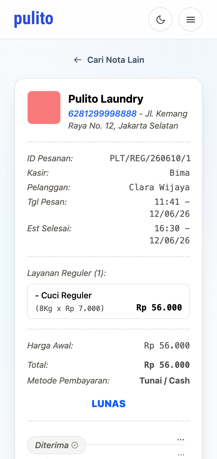 Digital Receipt View for the Customer