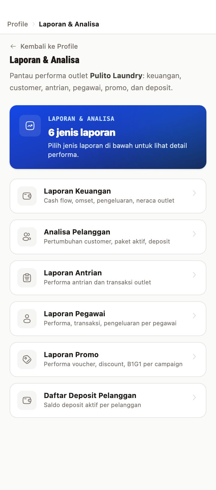Reports & Analytics Menu