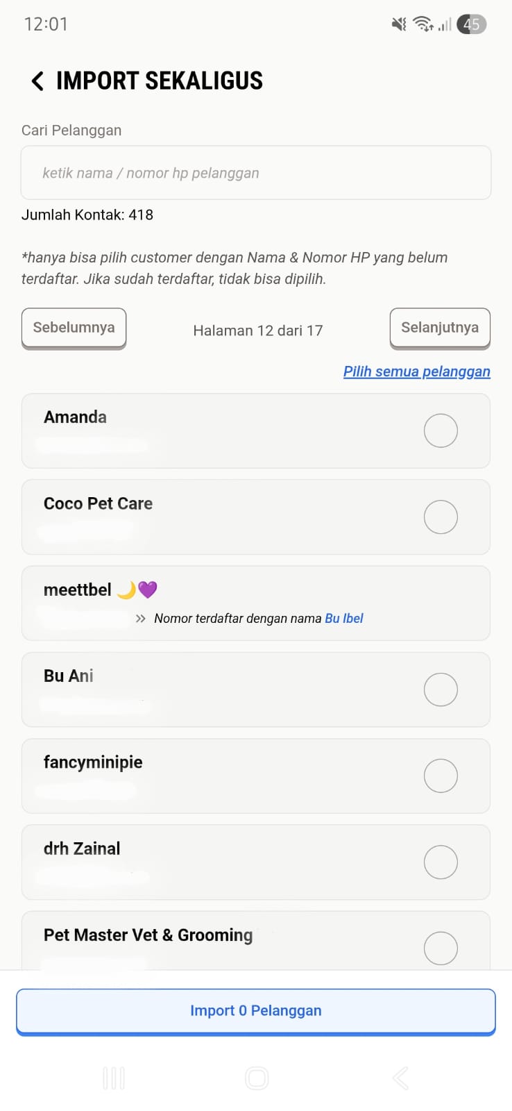 Select Multiple Contacts